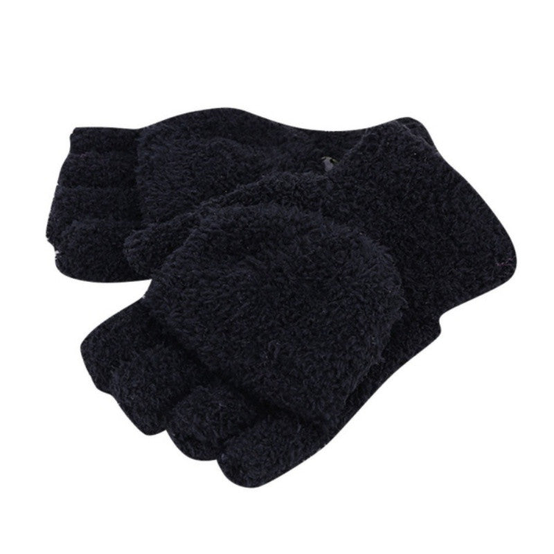 Men Women Gloves Warm Half Finger Flip Knitted Mittens Glove 6 Colors