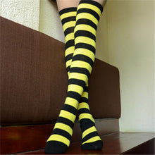 Sexy Women Ladies Over the Knee Thigh High Striped Cotton Stockings