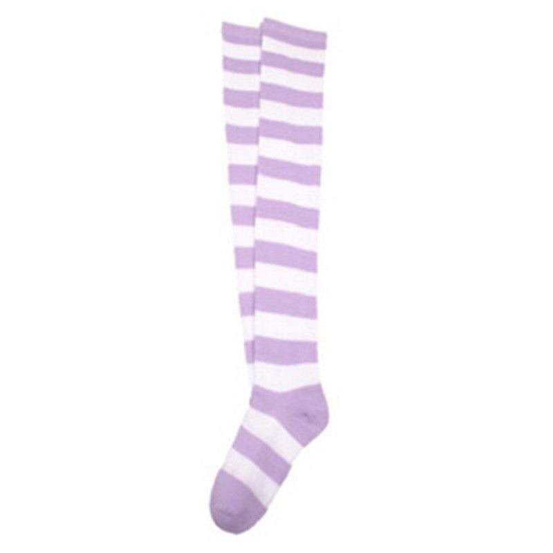 Sexy Women Ladies Over the Knee Thigh High Striped Cotton Stockings