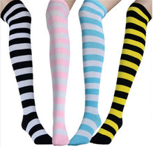 Sexy Women Ladies Over the Knee Thigh High Striped Cotton Stockings