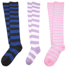 Sexy Women Ladies Over the Knee Thigh High Striped Cotton Stockings