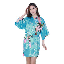 Sexy Women V-Neck Robes Pajamas Vogue Peacock Printed Silk Loose Nightwear Dress