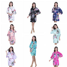 Sexy Women V-Neck Robes Pajamas Vogue Peacock Printed Silk Loose Nightwear Dress