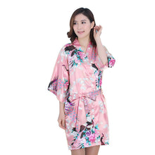 Sexy Women V-Neck Robes Pajamas Vogue Peacock Printed Silk Loose Nightwear Dress