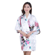 Sexy Women V-Neck Robes Pajamas Vogue Peacock Printed Silk Loose Nightwear Dress