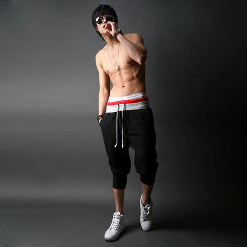 Special Men Pants Men's Large  Trousers Casual Calf-Length Jogger Pants Low Crotch Harem Pants