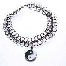 Stretch Tattoo Choker Torques Necklace Elastic Pendant Necklaces Funky Lady Gift