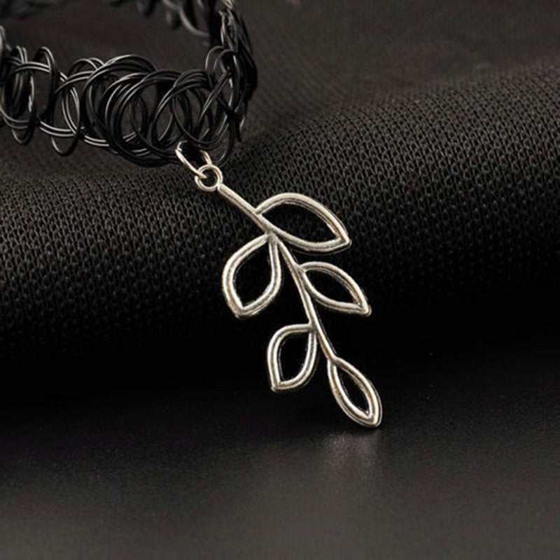 Stretch Tattoo Choker Torques Necklace Elastic Pendant Necklaces Funky Lady Gift