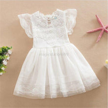 Baby Cute Kids Clothes Pink/White Flower Girl Dresses Short Sleeve Princess Lace Dress 2-7Y