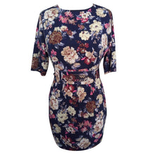 Design Flowers Print Women Dresses Large  Women's Cothing O-Neck Bodycon Slim Hip 6xl Dress Casual Mini Dress