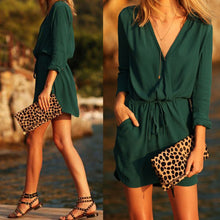 Sexy Women Long Sleeve Party Dress Evening Casual Mini Dress With Sashes