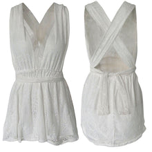 women lace beach boho dress casual deep V neck sleeveless backless party dress white strap swimmwear beach Clothes