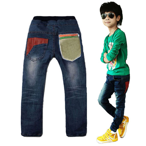 Toddler Kid Cool Boy Jeans Denim Blue Close-fitting Pant Trousers 2-7Y Child