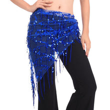 Women Belly Dance Triangle Hand Make Sequin Tassles Mesh Hip Scarf Wrap 9 Colors