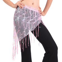 Women Belly Dance Triangle Hand Make Sequin Tassles Mesh Hip Scarf Wrap 9 Colors