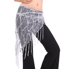 Women Belly Dance Triangle Hand Make Sequin Tassles Mesh Hip Scarf Wrap 9 Colors