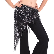 Women Belly Dance Triangle Hand Make Sequin Tassles Mesh Hip Scarf Wrap 9 Colors