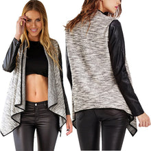 Women  Fall Pu Leather Long Sleeve Irregular Jacket Coat Outwear PY3