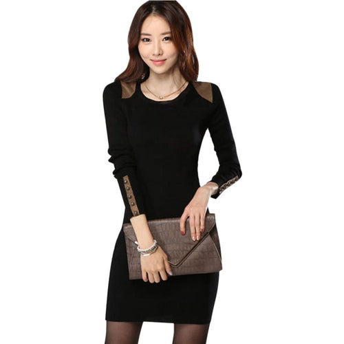 Women Long Sleeve Bodycon Dress Crew Neck Club Evening Party Mini Dresses