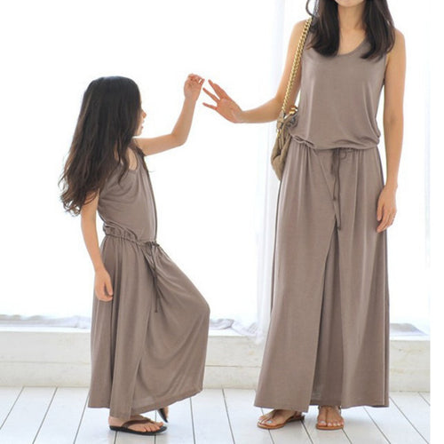 Women Mother Daughter Matching Loose Dresses Girl Maxi Dress Clothes Outfit LE4