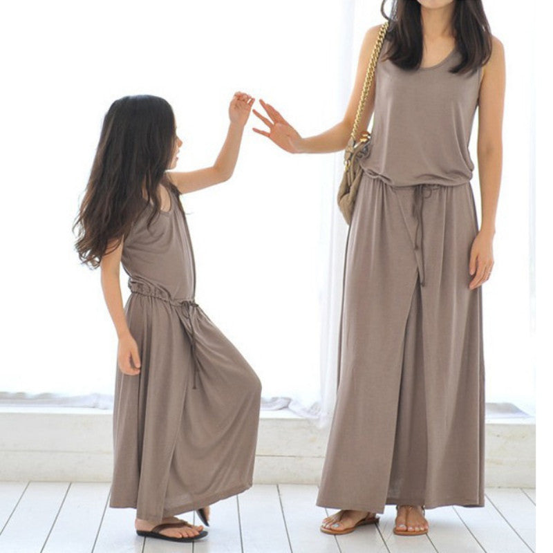 Women Mother Daughter Matching Loose Dresses Girl Maxi Dress Clothes Outfit LE4