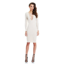 Women Sexy Bandage Bodycon Casual Midi Dress Long Sleeve Party Dresses