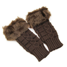 Women Warm Soft Fur Fingerless Gloves Wrist Hand Knitted Mitten Wool Glove PY6