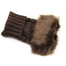 Women Warm Soft Fur Fingerless Gloves Wrist Hand Knitted Mitten Wool Glove PY6