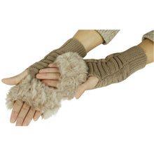 Women Warm Soft Fur Fingerless Gloves Wrist Hand Knitted Mitten Wool Glove PY6