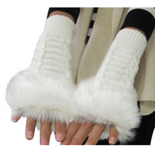 Women Warm Soft Fur Fingerless Gloves Wrist Hand Knitted Mitten Wool Glove PY6