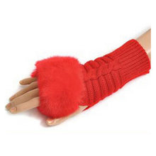 Women Warm Soft Fur Fingerless Gloves Wrist Hand Knitted Mitten Wool Glove PY6