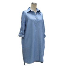 Women's Casual Loose Short Mini Dress Denim Ladies Long Sleeve Shirt Dresses