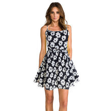 Women's Floral Sleeveless Chiffon Beach Straps Mini Dress