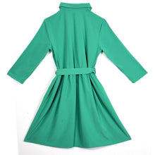 Women's Vintage A-line Long Sleeve Slim Waist Lapel Party Casual Dresses