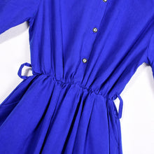 Women's Vintage A-line Long Sleeve Slim Waist Lapel Party Casual Dresses