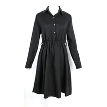 Women's Vintage A-line Long Sleeve Slim Waist Lapel Party Casual Dresses