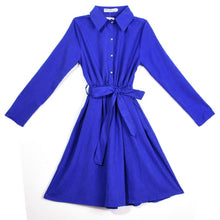 Women's Vintage A-line Long Sleeve Slim Waist Lapel Party Casual Dresses