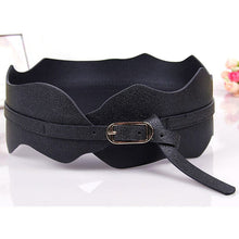 Womens Girls Metal Buckle Irregular PU Leather Wide Waist Belt Waistband