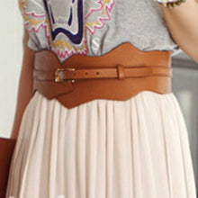 Womens Girls Metal Buckle Irregular PU Leather Wide Waist Belt Waistband