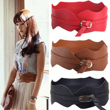 Womens Girls Metal Buckle Irregular PU Leather Wide Waist Belt Waistband