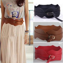 Womens Girls Metal Buckle Irregular PU Leather Wide Waist Belt Waistband