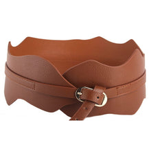 Womens Girls Metal Buckle Irregular PU Leather Wide Waist Belt Waistband