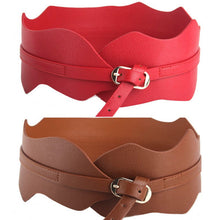 Womens Girls Metal Buckle Irregular PU Leather Wide Waist Belt Waistband
