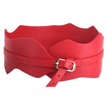 Womens Girls Metal Buckle Irregular PU Leather Wide Waist Belt Waistband