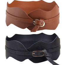 Womens Girls Metal Buckle Irregular PU Leather Wide Waist Belt Waistband
