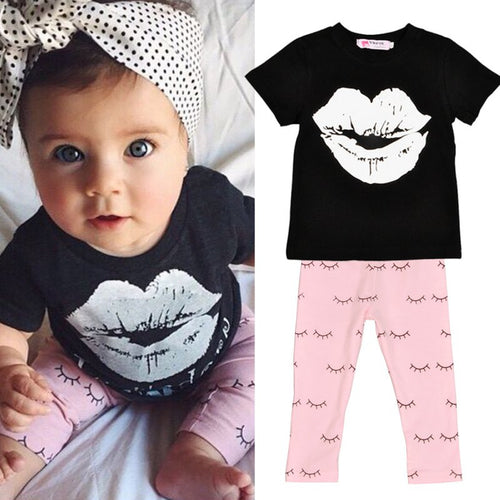 born Baby Boys Girls Clothes Toddler Kids T-shirt Tops + Pants Outfit 2 Pieces Clothing Sets Suit