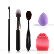 ly Design 3pcs Makeup Brushes Toothbrush Oval Brush Foundation Brushes+ Cosmetic Puff