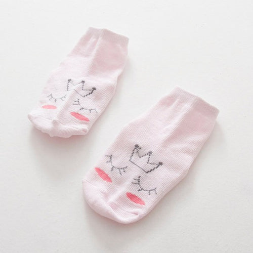 Nice Baby Cartoon Yellow/Pink Cotton Blend Ankle Slipper Anti Slip Soft Socks 0-4 Y