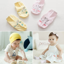 Nice Baby Cartoon Yellow/Pink Cotton Blend Ankle Slipper Anti Slip Soft Socks 0-4 Y