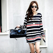 Pregnancy Women's Mini Dress Maternity Long Sleeve Stripe Top Blouse Shirt Tee Femme